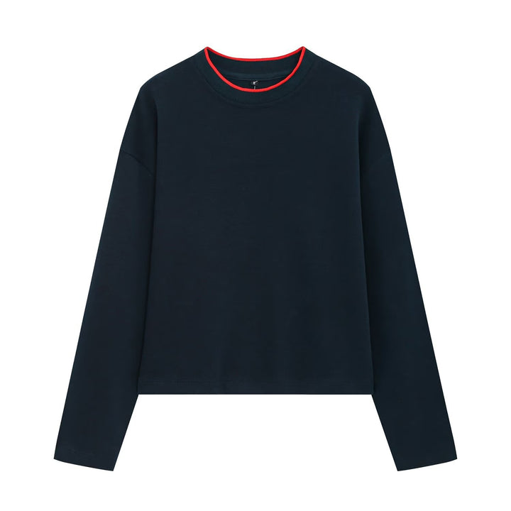 Damen Boxy-Rippstrick-Pullover mit Rundhalsausschnitt Echoarchiv