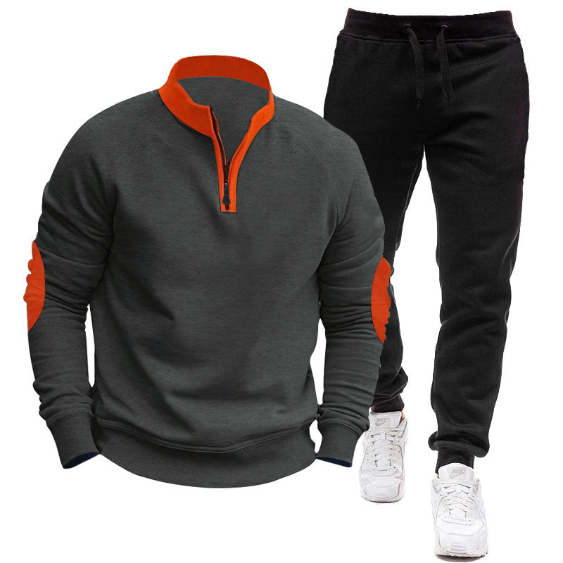 Herren Sportliches Hoodie- und Jogginganzug-Set mit kontrastierenden Ärmelakzenten Echoarchiv