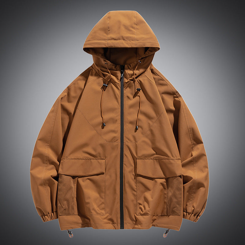 Herren Oversize Kapuzen-Windbreaker mit Multi‑Taschen, Mesh‑Einsätzen und Kordelzug Echo Archiv