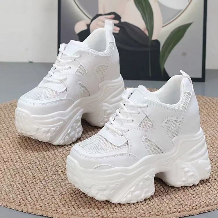 Damen modische Chunky Sneakers mit hoher Plateausohle und atmungsaktivem Mesh-Echo Archiv