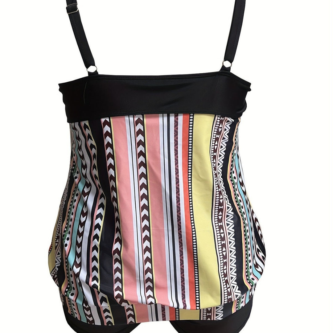 Damen Tankini-Set mit verspieltem Mustermix und praktischen Shorts Echo Archiv