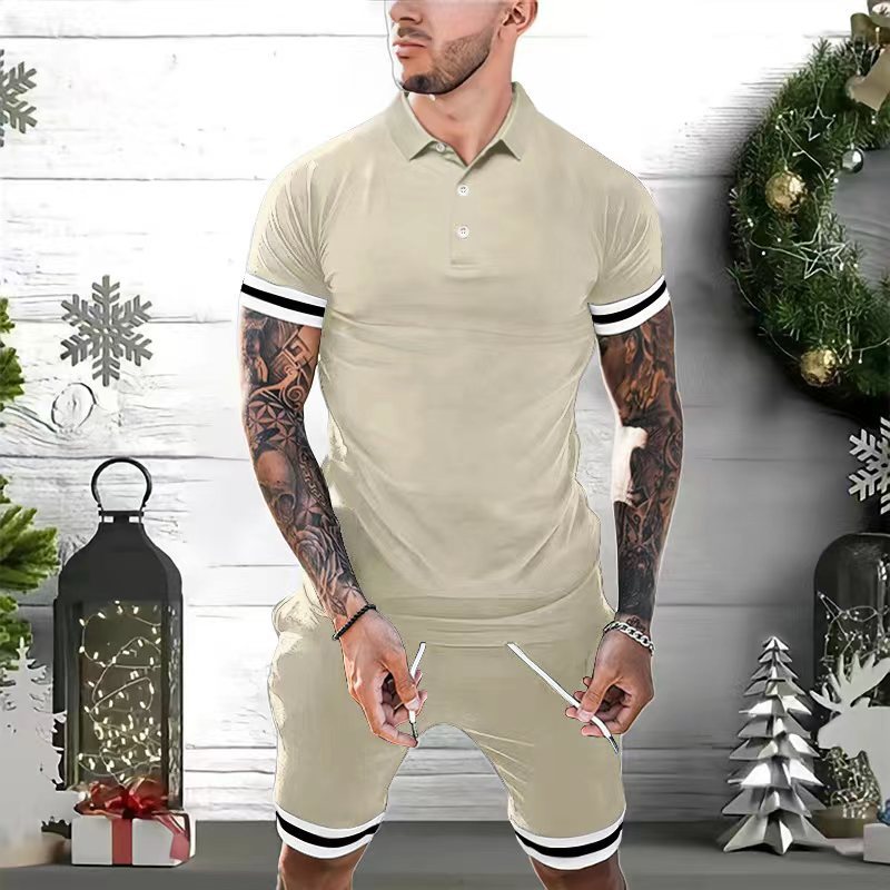 Herren sportliches Freizeitset aus atmungsaktivem Material mit Kontrastbündchen Echoarchiv