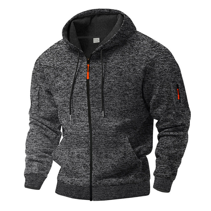 Herren sportlicher Fleece-Hoodie mit funktionalen Reißverschlusstaschen Echoarchiv