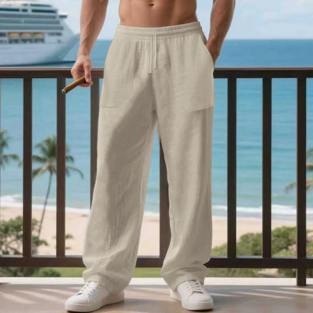 Herren entspannte Leinenhose mit seitlichen Eingrifftaschen Echoarchiv