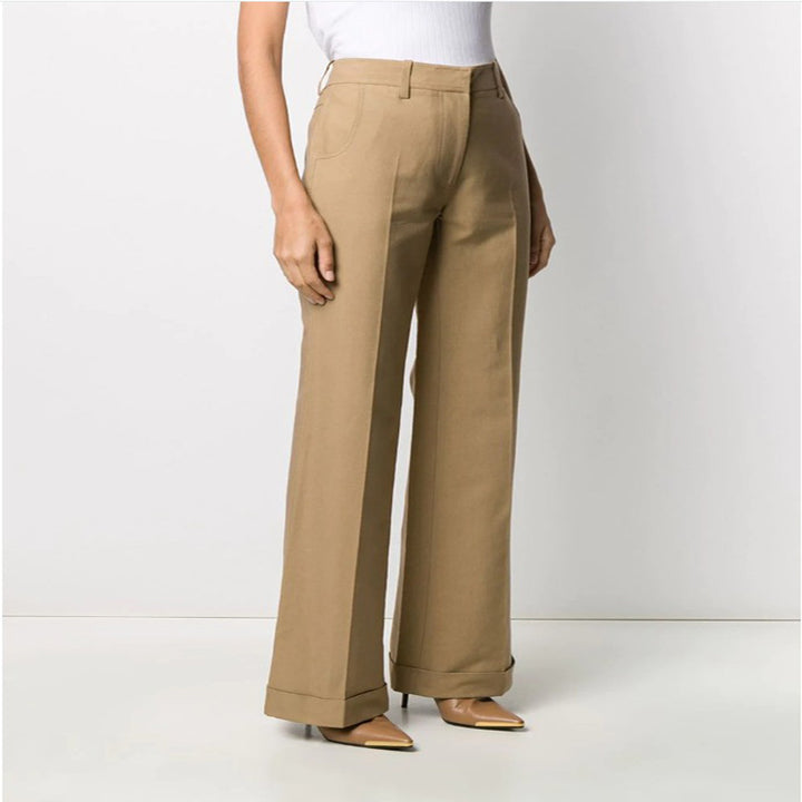 Damen Hochtaillierte Weite Tailoring‑Hose mit Bügelfalte und Aufschlag Echoarchiv