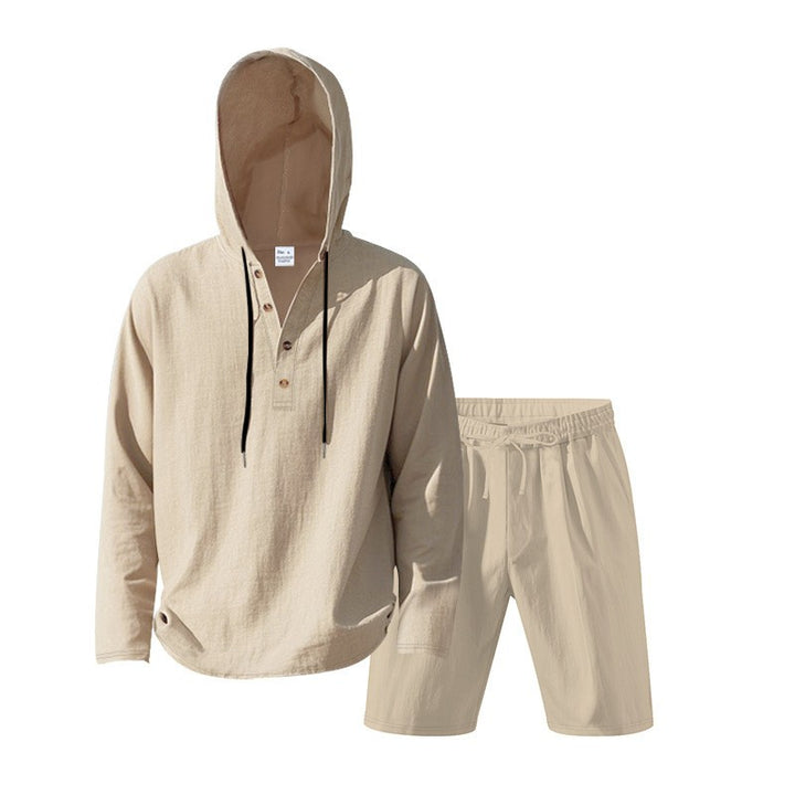 Herren lässiges Kapuzenshirt mit kurzer Hose im entspannten Stil Echoarchiv