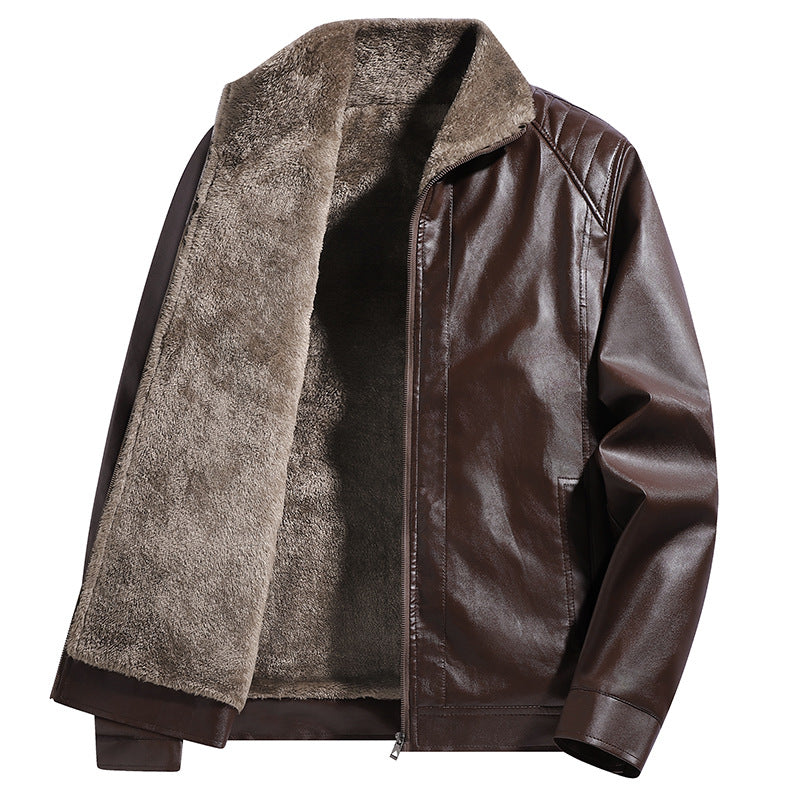 Herren Kunstleder-Fliegerjacke mit Teddyfutter und gesteppter Schulterpartie Echoarchiv