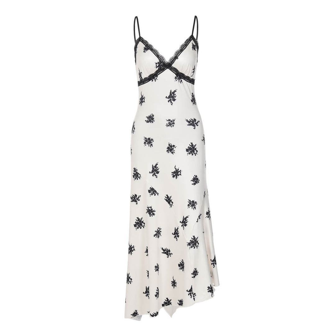 Damen Elegantes Maxikleid mit floralem Relief und feinen Spaghettiträgern Echo Archiv