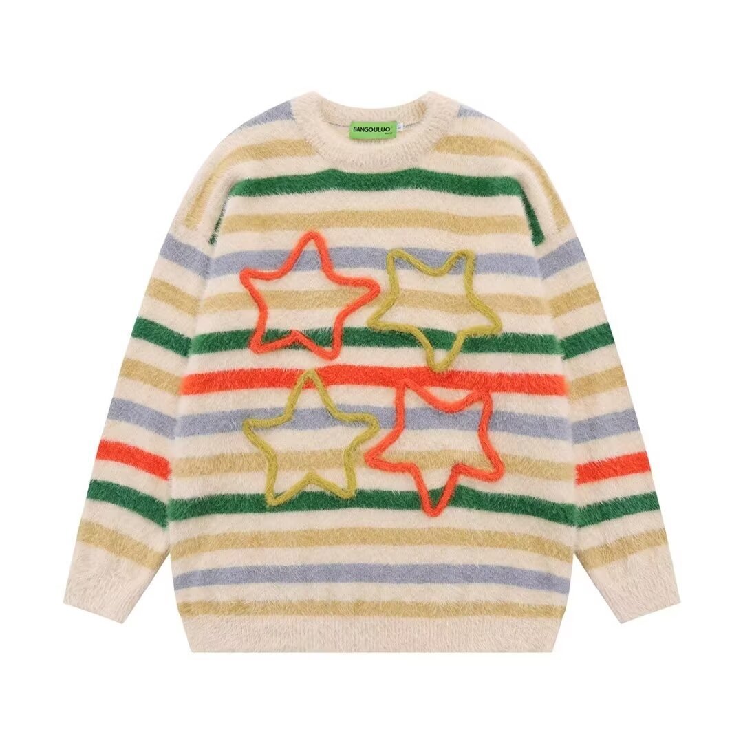 Damen Gemütlicher Strickpullover mit Sternenmotiv Echoarchiv