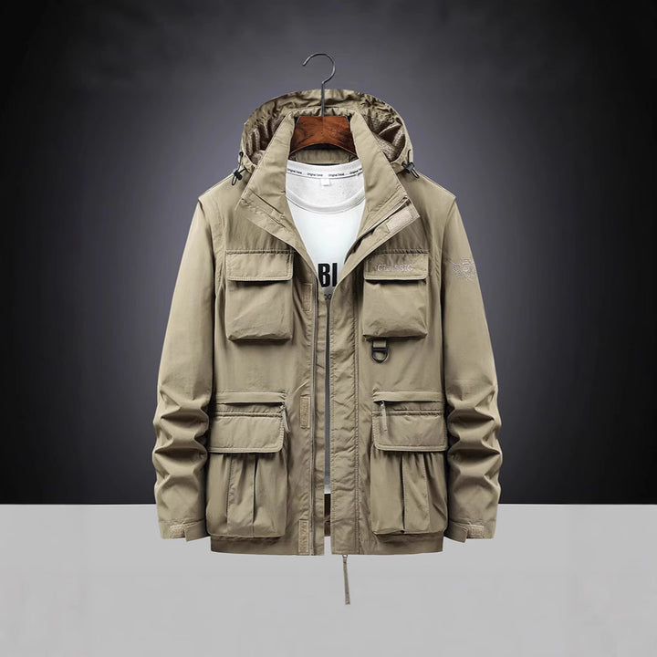 Herren Multifunktions-Fieldjacke mit Kapuzenkragen, Cargo-Taschen und D-Ring Echoarchiv
