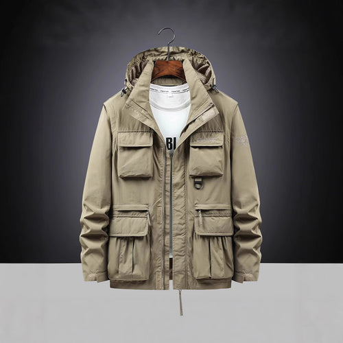 Herren Multifunktions-Fieldjacke mit Kapuzenkragen, Cargo-Taschen und D-Ring Echoarchiv