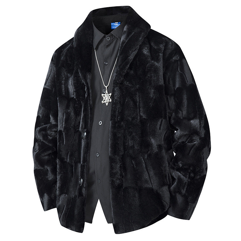 Herren Luxuriöse Kurzblazer‑Jacke aus Kunstfell mit Schalkragen Echo Archiv