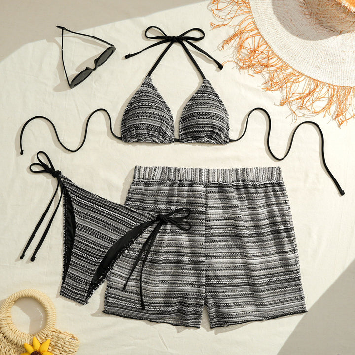 Damen Triangel-Bikini mit Rüschendetails und lässigen Shorts Echo Archiv