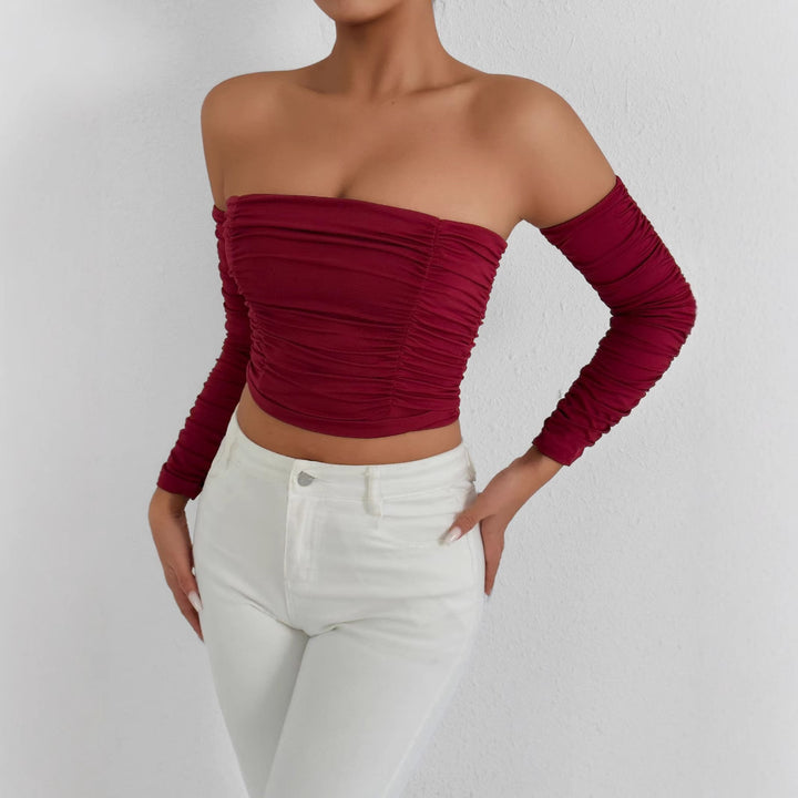 Damen Top mit schulterfreiem Design und raffinierter Raffung Echo Archiv