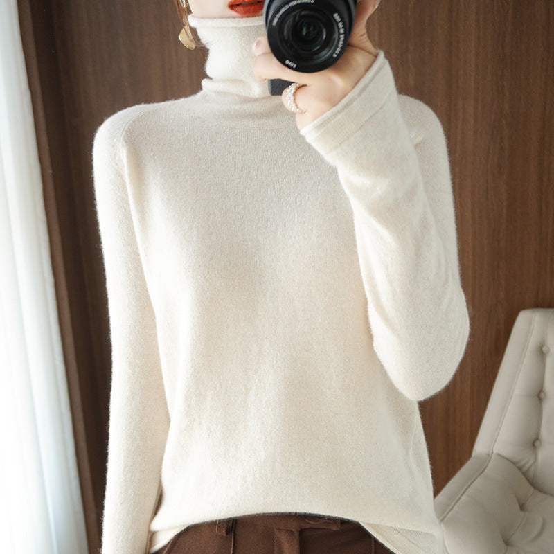 Damen Weicher Rollkragenpullover aus Kaschmir‑Look mit Daumenloch und figurbetonter Silhouette Echoarchiv