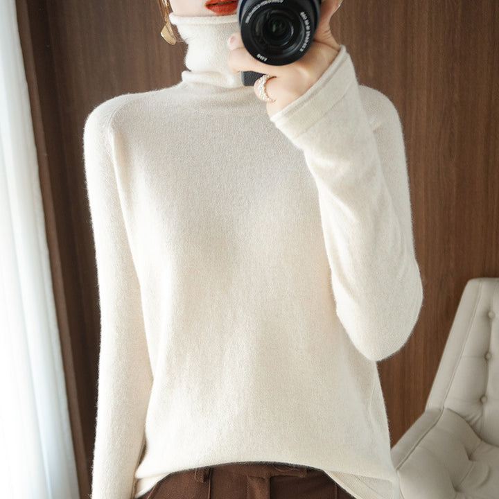 Damen Weicher Rollkragenpullover aus Kaschmir‑Look mit Daumenloch und figurbetonter Silhouette Echoarchiv