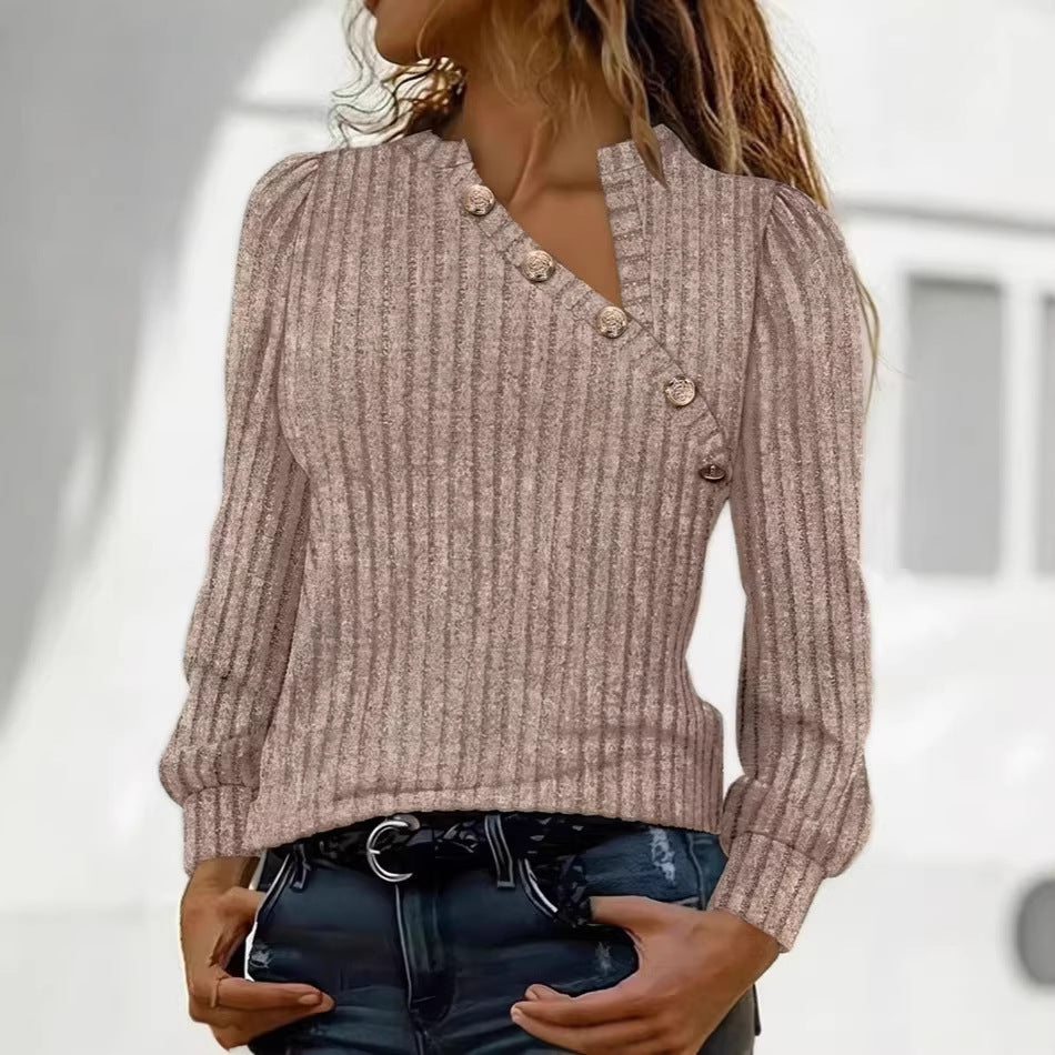 Damen Modischer Pullover mit Knopfdetails Echo Archiv