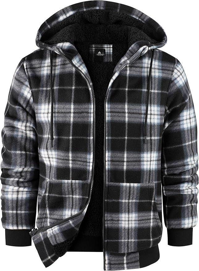 Herren Fleecejacke mit modernem Karomuster und kuscheligem Innenfutter Echoarchiv