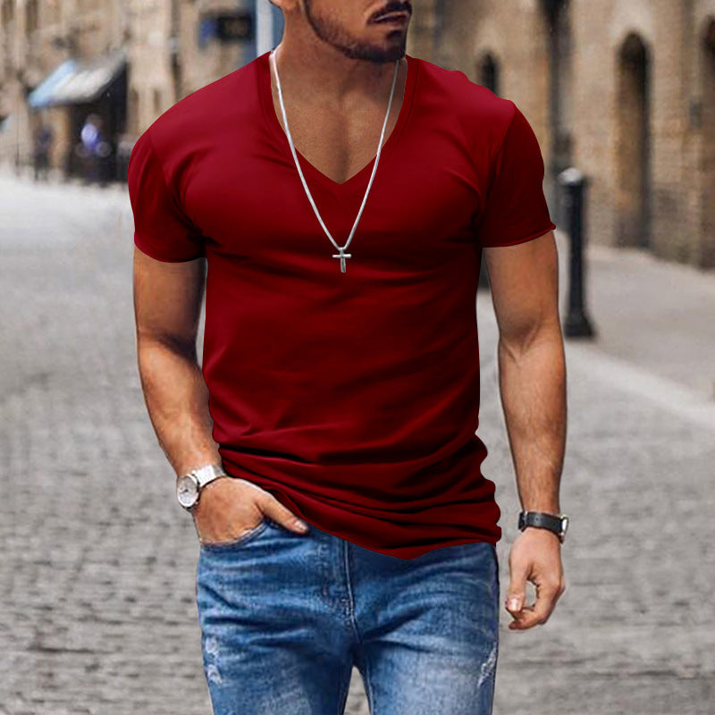 Herren lässiges V-Ausschnitt T-Shirt Echoarchiv