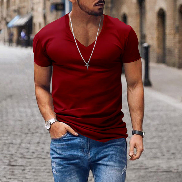 Herren lässiges V-Ausschnitt T-Shirt Echoarchiv