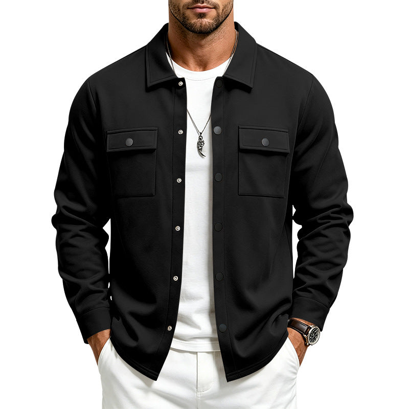 Herren Overshirt-Jacke mit Druckknopfleiste und aufgesetzten Brusttaschen – Taviero