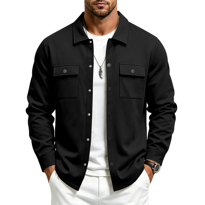 Herren Overshirt-Jacke mit Druckknopfleiste und aufgesetzten Brusttaschen – Taviero
