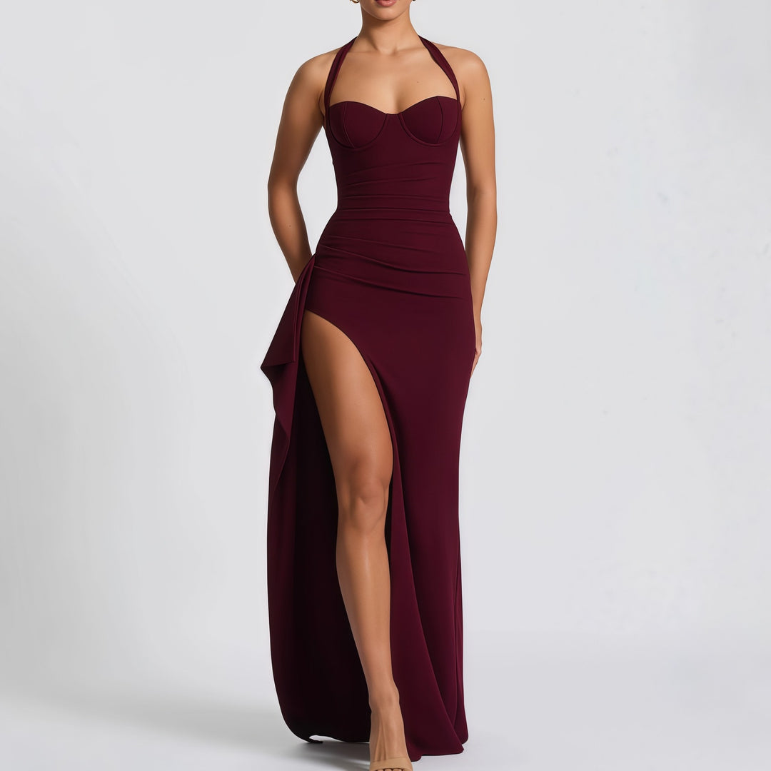 Damen Elegantes Abendkleid mit raffiniertem Schlitz und trägerlosem Design Echo Archiv