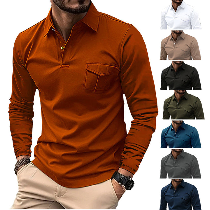 Herren lässiges Langarmshirt mit praktischer Brusttasche Echoarchiv