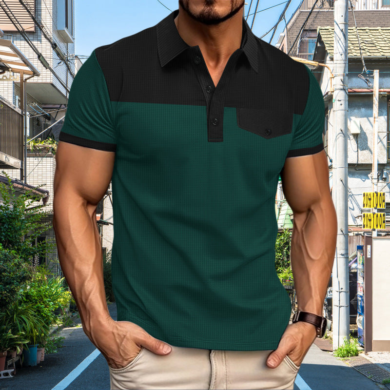 Herren Poloshirt mit kontrastierenden Designelementen und praktischer Brusttasche Echoarchiv
