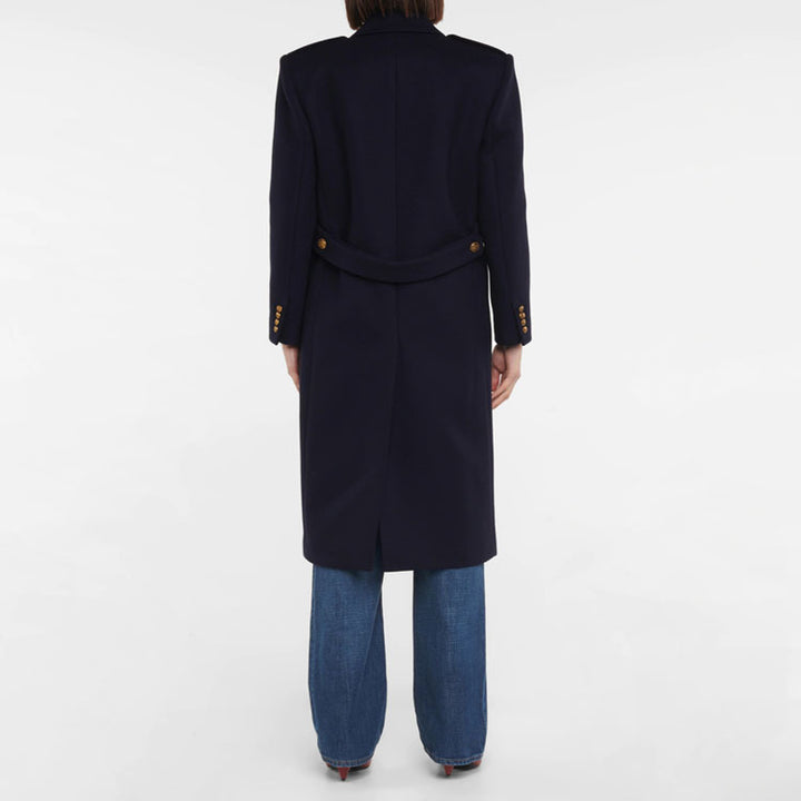 Damen Doppelreihiger Wollmix-Longcoat mit Epauletten und strukturierter Tailoring-Silhouette Echoarchiv