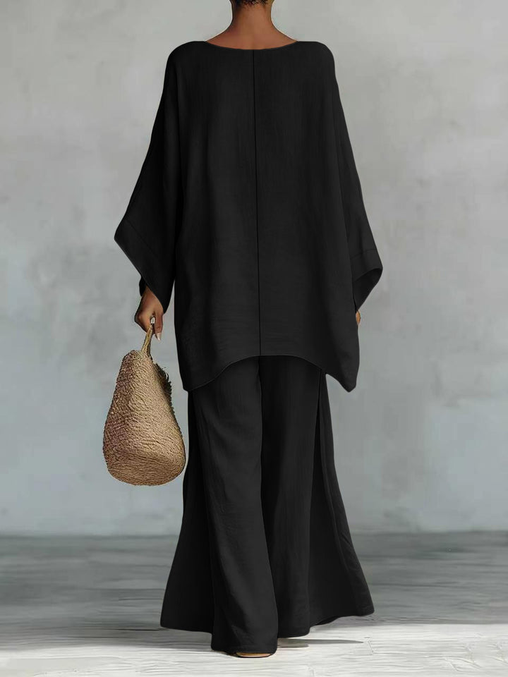 Damen Lässiges Oversize-Kaftanoberteil mit weiten Palazzohosen Echoarchiv