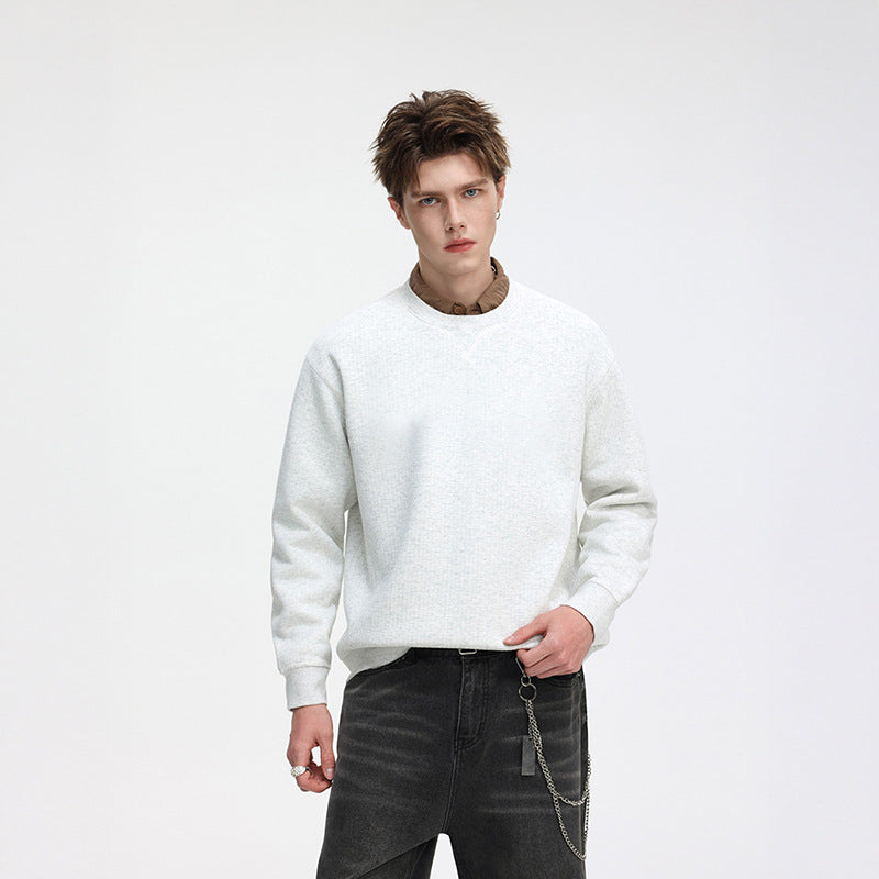 Herren Oversize Waffelstrick-Sweatshirt mit Rundhals, verlängertem Rückensaum und gerippten Bündchen Echo Archiv