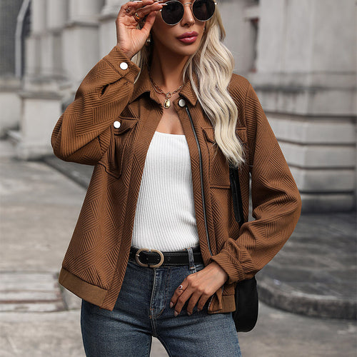 Damen Modische Overshirt-Jacke mit strukturiertem Muster Echo Archiv