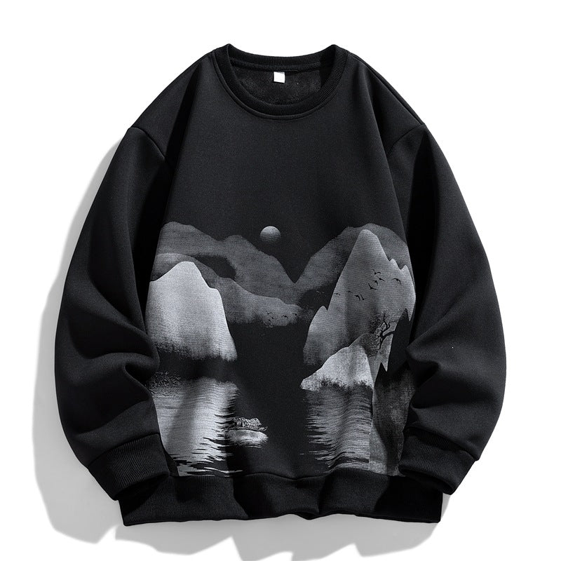 Unisex Oversize‑Sweatshirt mit Pinsel‑Print & geripptem Saum Echoarchiv