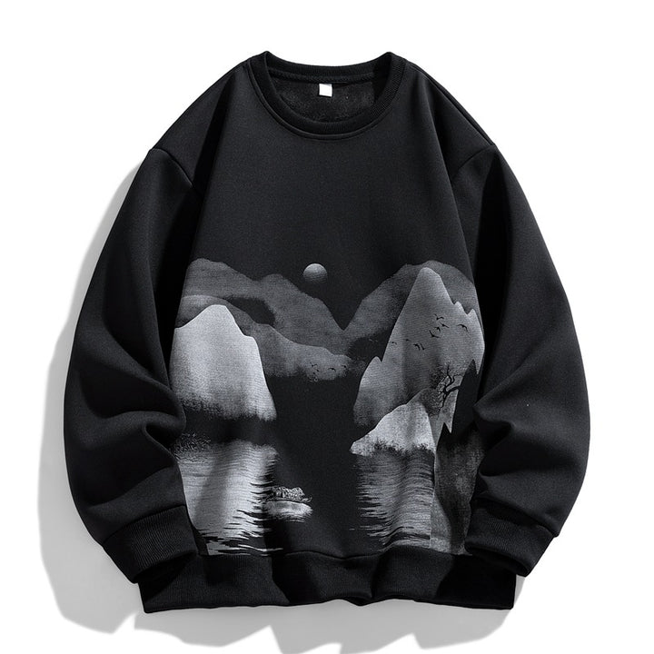 Unisex Oversize‑Sweatshirt mit Pinsel‑Print & geripptem Saum Echoarchiv