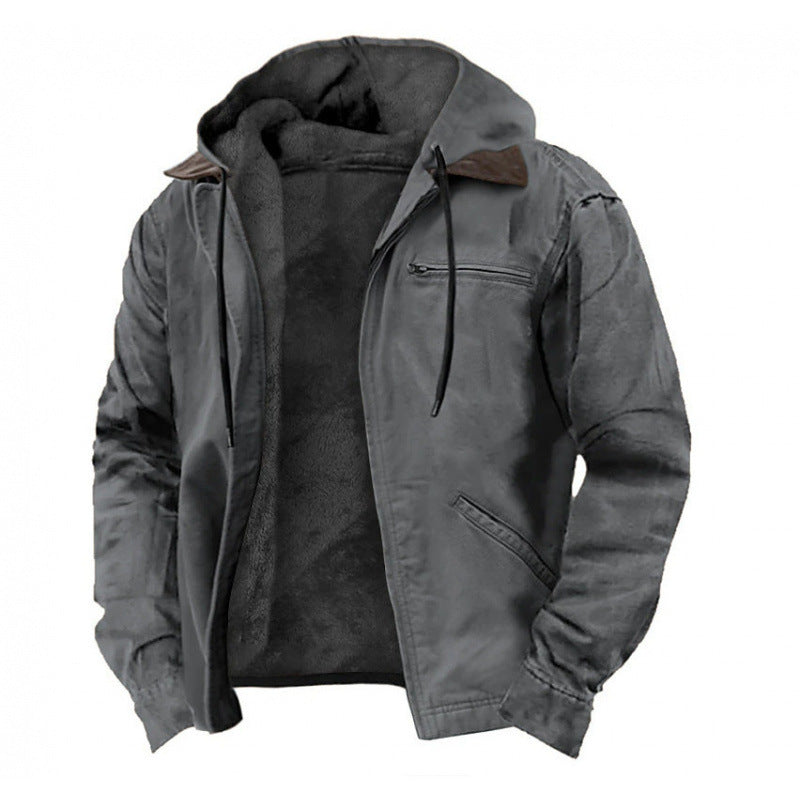 Herren Gefütterte Fieldjacke mit Kapuze und Sherpa-Futter – Taviero