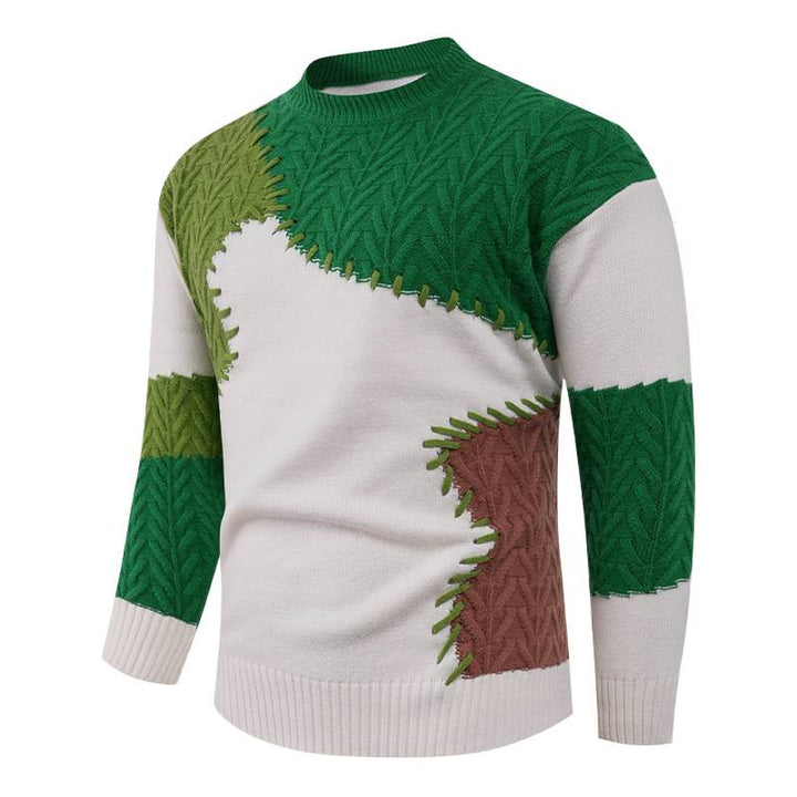 Herren Modischer Strickpullover mit kreativem Patchwork-Design Echoarchiv
