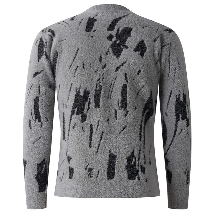 Herren Strukturierter Mockneck-Pullover mit abstraktem Brush-Pattern Echo Archiv