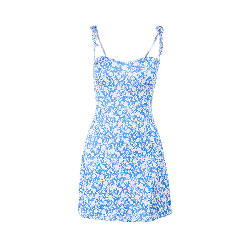 Damen Freizeitliches Minikleid mit floralem Muster und verstellbaren Spaghetti-Trägern Echo Archiv