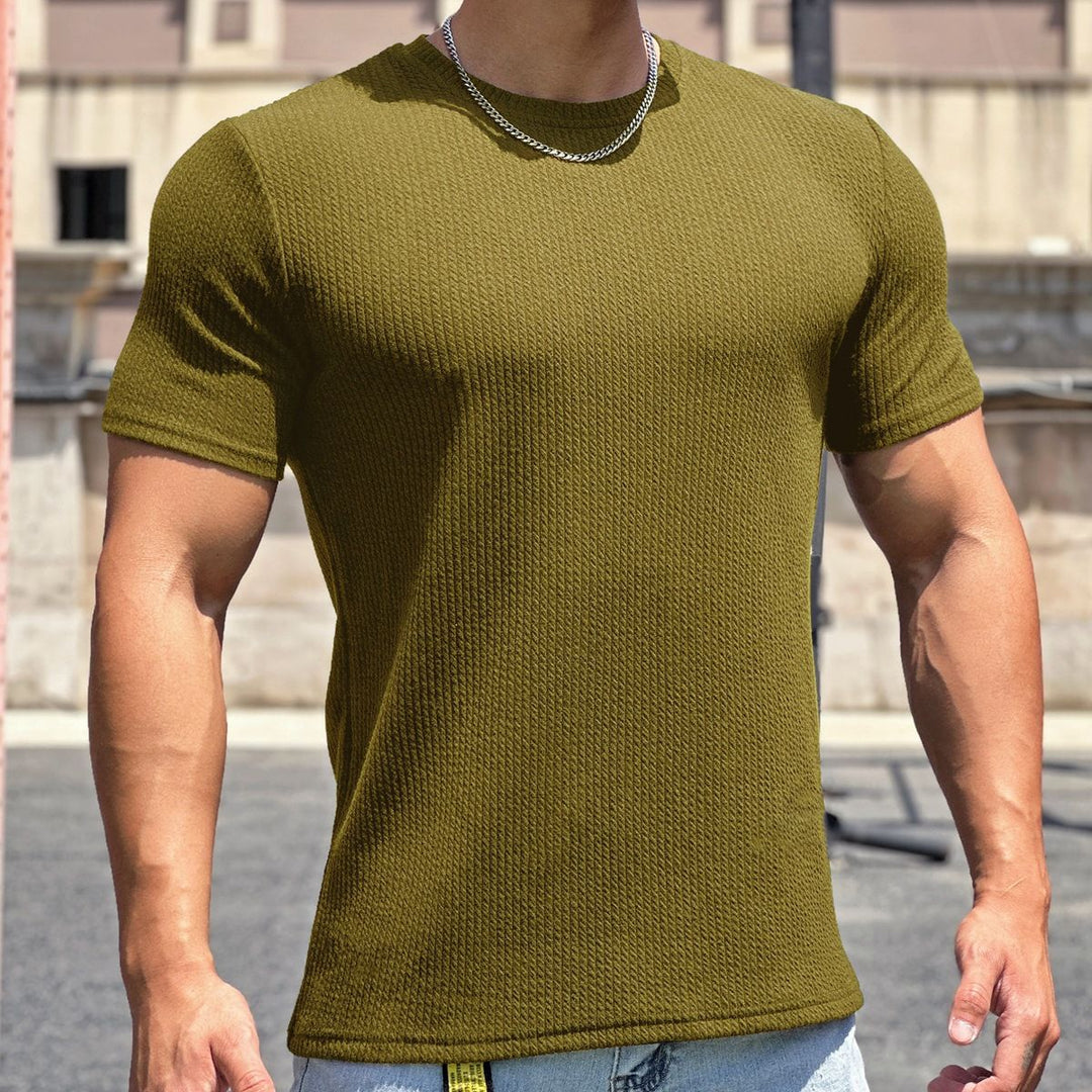 Herren strukturiertes T-Shirt in schlanker Passform mit Rundhalsausschnitt – Marzano