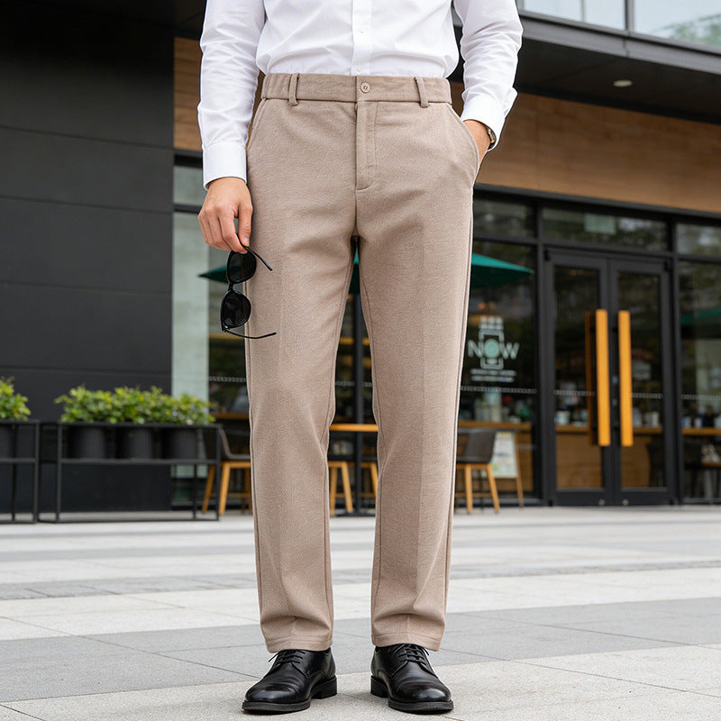 Herren Elegante gerade Tailoring-Hose mit Bügelfalte und feiner Fischgrätstruktur – Marzano