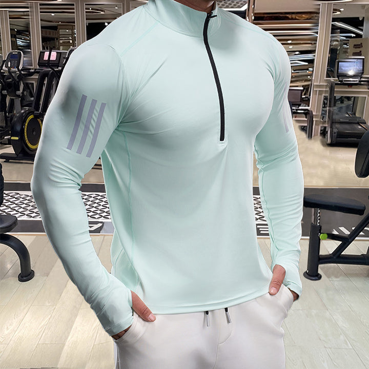 Herren Atmungsaktives Fitness-Oberteil mit kurzem Reißverschluss Echoarchiv