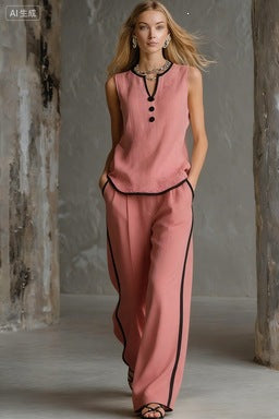 Damen Elegantes Zweiteiler-Set mit schickem Oberteil und weiten Hosen Echo Archiv