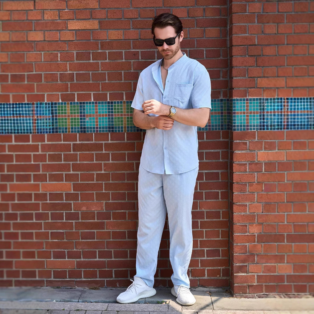 Herren lässiges Kurzarm-Hemd und Hose Set Echoarchiv