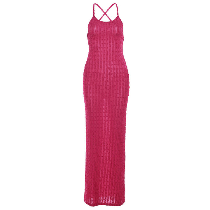 Damen Transparente Maxikleid mit Kreuzträgern und strukturiertem Design Echo Archiv