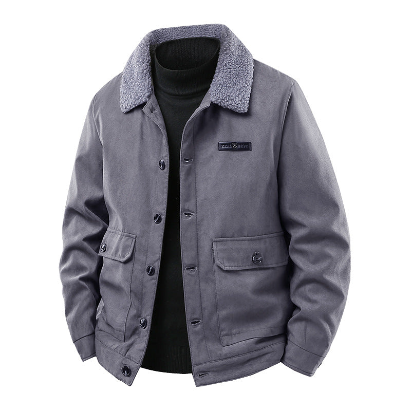Herren Canvasjacke mit Teddykragen und aufgesetzten Taschen Echoarchiv