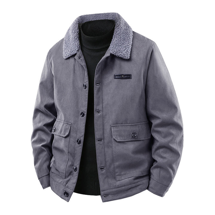 Herren Canvasjacke mit Teddykragen und aufgesetzten Taschen Echoarchiv