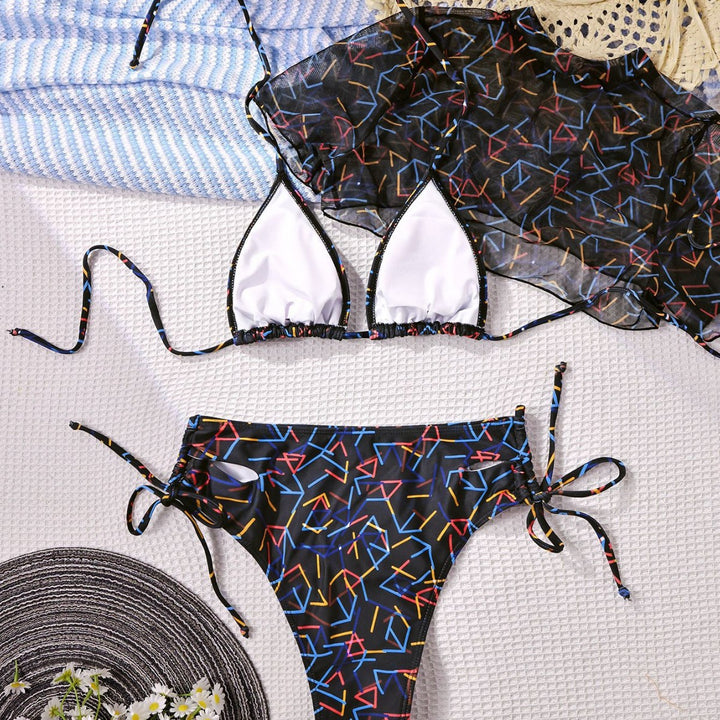 Damen Triangel-Bikini mit leicht transparentem Überwurf Echo Archiv