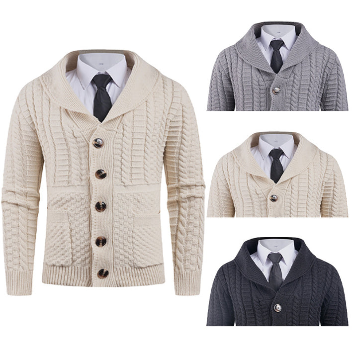 Herren Strickjacke mit modernem Schalkragen und praktischen Knöpfen Echoarchiv
