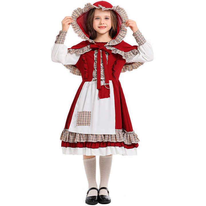 Mädchen Märchenhaftes Rotkäppchen Kostüm mit Kapuze und Rüschen Echo Archiv